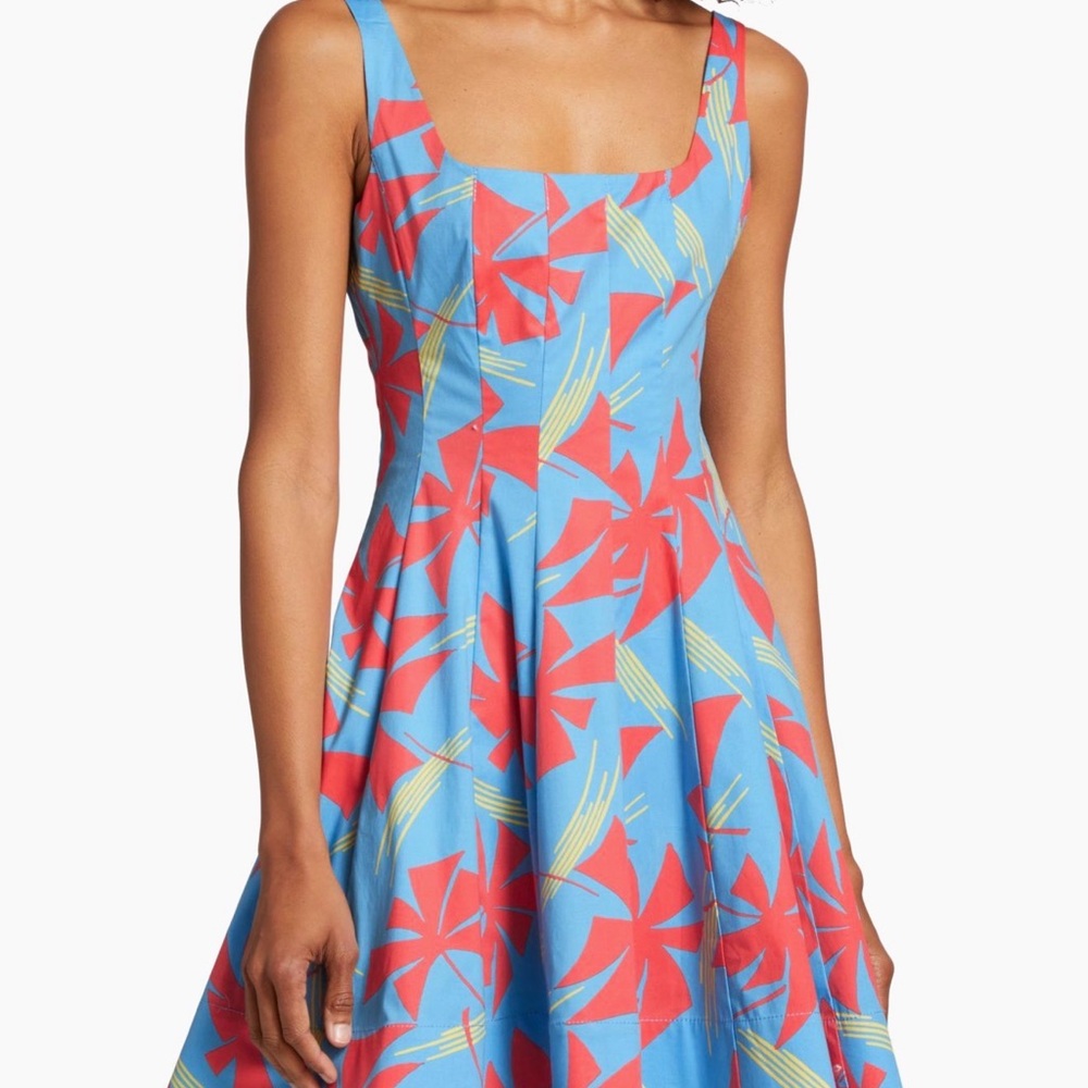 STAUD Wells Pinwheel Cotton Floral Flare Mini Dress Size 4